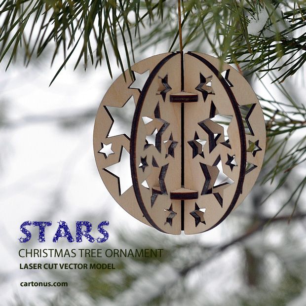 620x620 Stars Christmas Tree Ornament Free Vector Model Ready For Laser