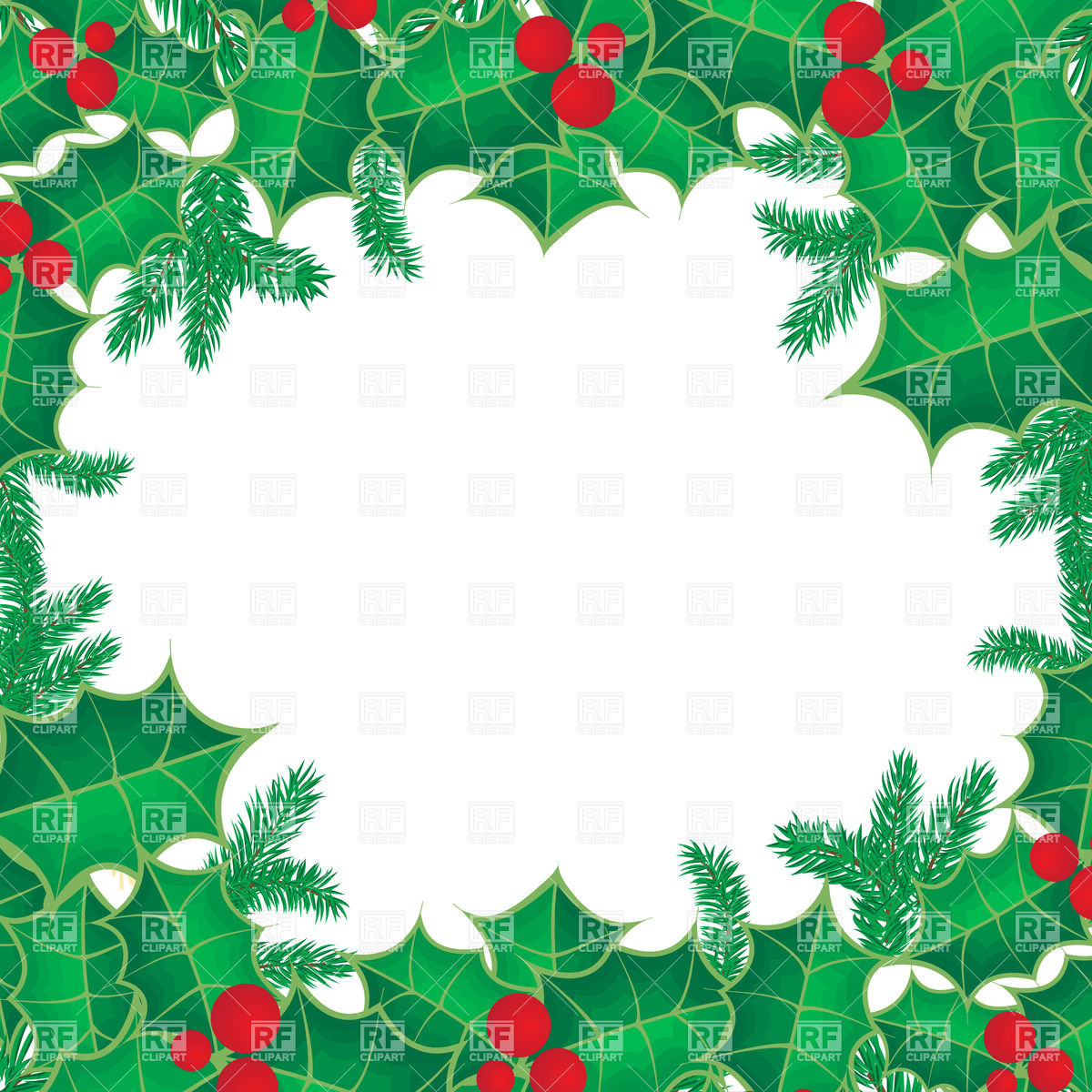 1200x1200 Christmas Frame With Holly Berry Leaves Vector Image Of Holiday
