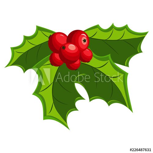 500x500 Christmas Holly Berry Leaves Vector Mistletoe Icon Isolated