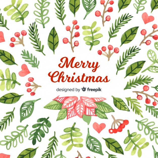 626x626 Christmas Leaves In Watercolor Style Vector Free Download