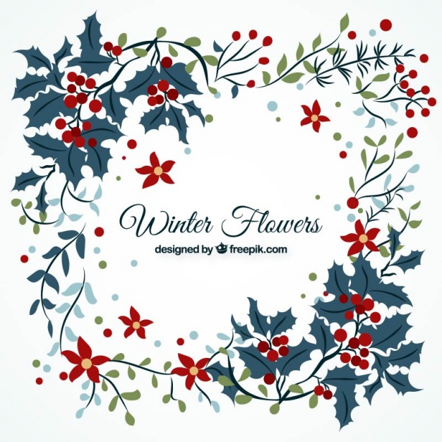 626x626 Flowers And Christmas Leaves Vector Free Download