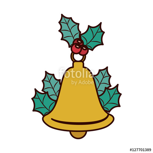 500x500 Bell Christmas With Ornament Leaves Vector Illustration Stock