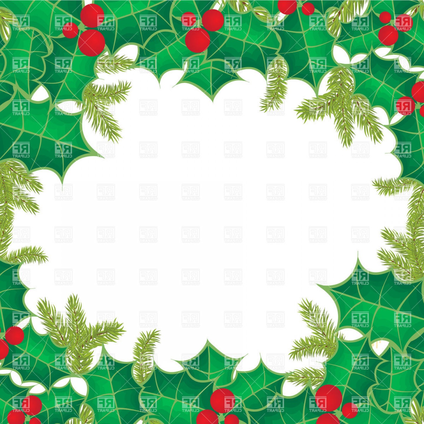 1440x1440 Christmas Frame Of Holly Berry Leaves Vector Clipart Createmepink