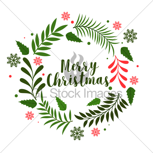 500x500 Christmas Leaves Frame Decoration Background Vector Illus Gl