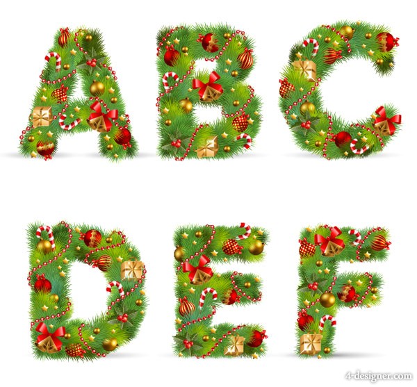 600x557 Designer Vector Letters Christmas Ornaments Vector
