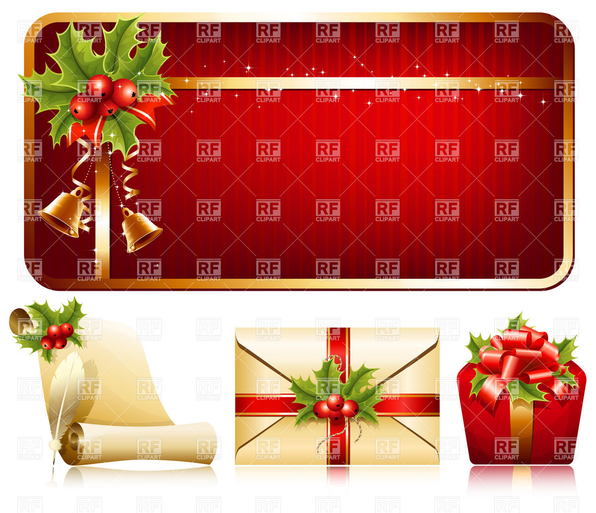 1200x1034 Christmas Decoration Background, Gifts And Letter Vector Image