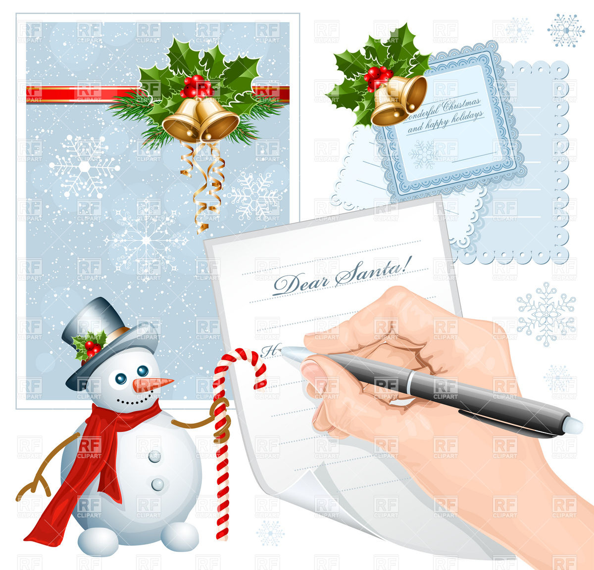 1200x1152 Christmas Letter To Santa And Fastive Frame Vector Image
