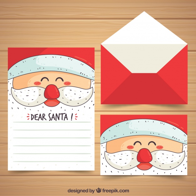 626x626 Hand Drawn Christmas Letter Template With Santa's Face Vector