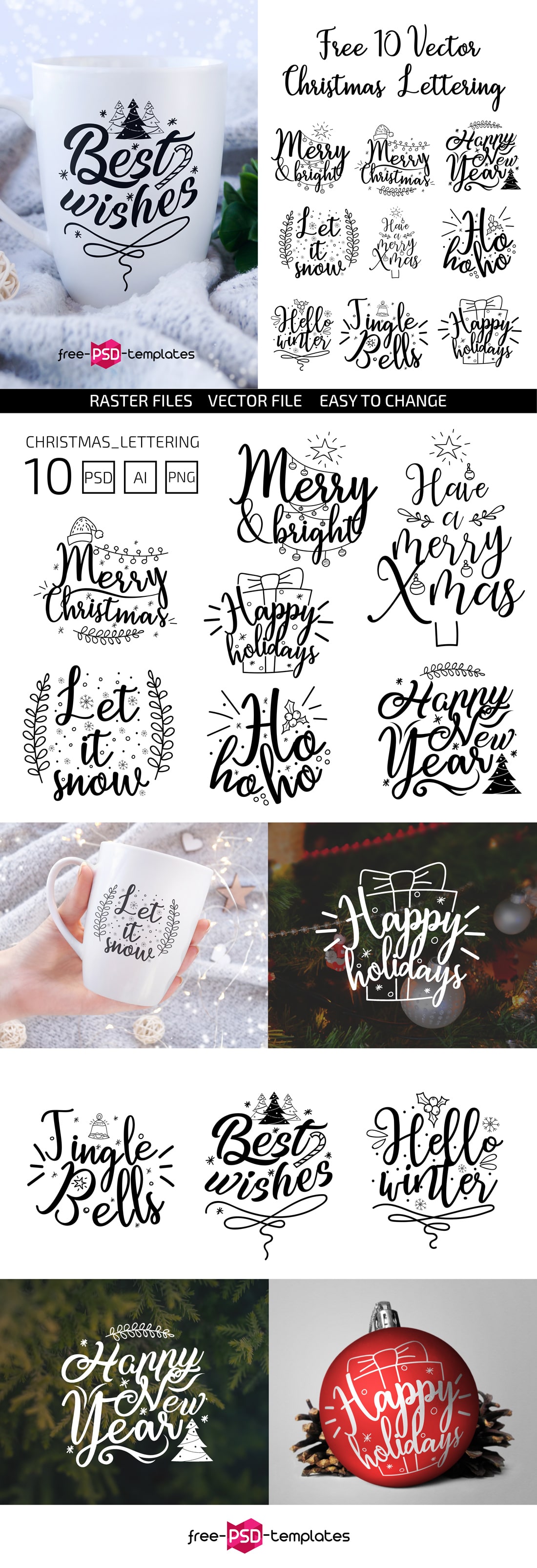 1100x3213 Set Of Free Christmas Letter Vector