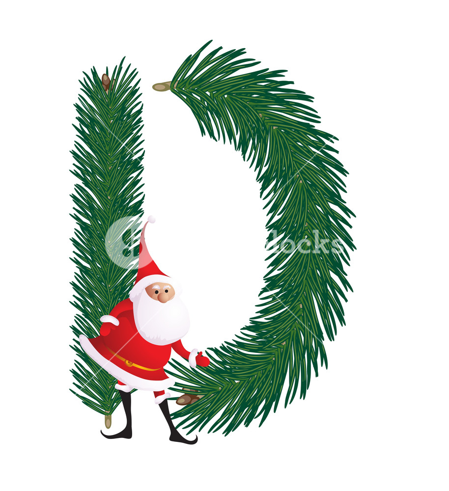914x1000 Christmas Decorative Fir Tree Abc With Funny Santas Letter D