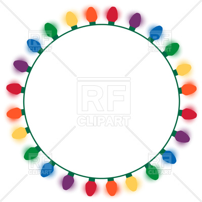 400x400 Christmas Lights Border, Garland With Colourful Light Bulbs Vector