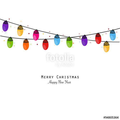 500x500 Colorful Christmas Light Bulb Happy New Year Greeting Card Vector