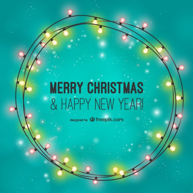 626x626 Merry Christmas Card With Light Bulbs Vector Free Download