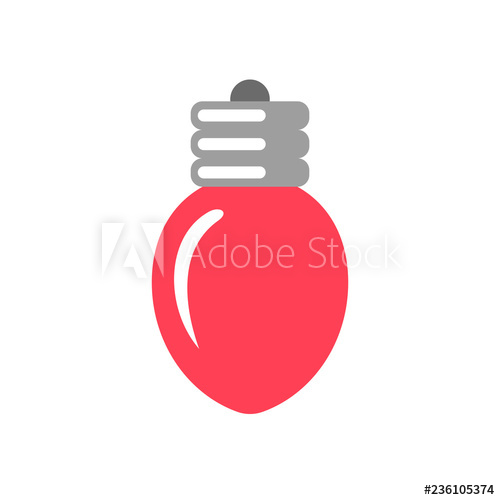 500x500 Simple Vector Christmas Light Bulb Icon Isolated On White