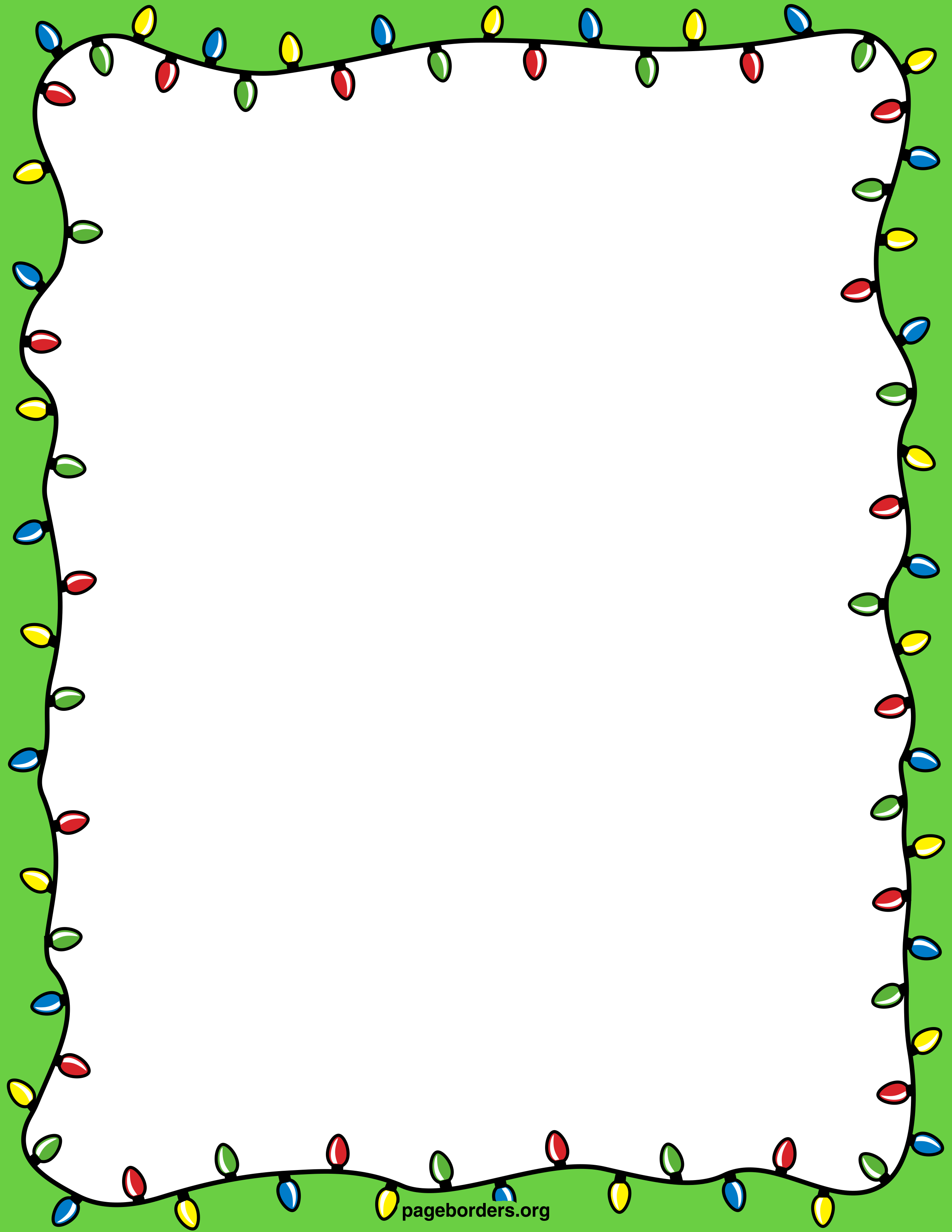 2550x3300 Christmas Lights Border Clip Art