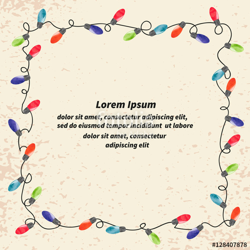 500x500 Christmas Lights Vintage Frame For Your Design Vector Celebration