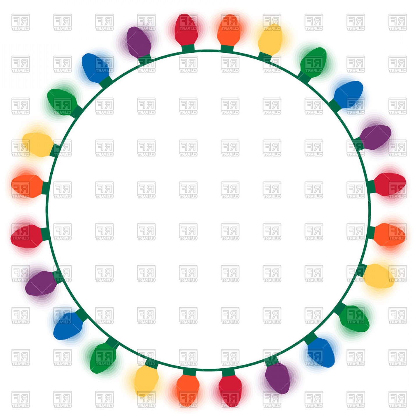 1440x1440 Christmas Lights Border Garland With Colourful Light Bulbs Vector