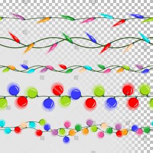 300x300 Christmas Lights String Vector Flat Garlands Studiogrfx