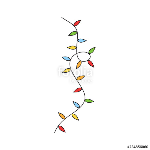 500x500 Christmas Lights On String Vector Outlined Illustration Xmas