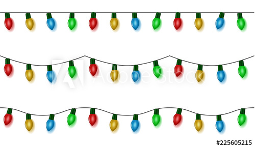 500x291 Christmas Lights String Vector, Color Garland Set Isolated