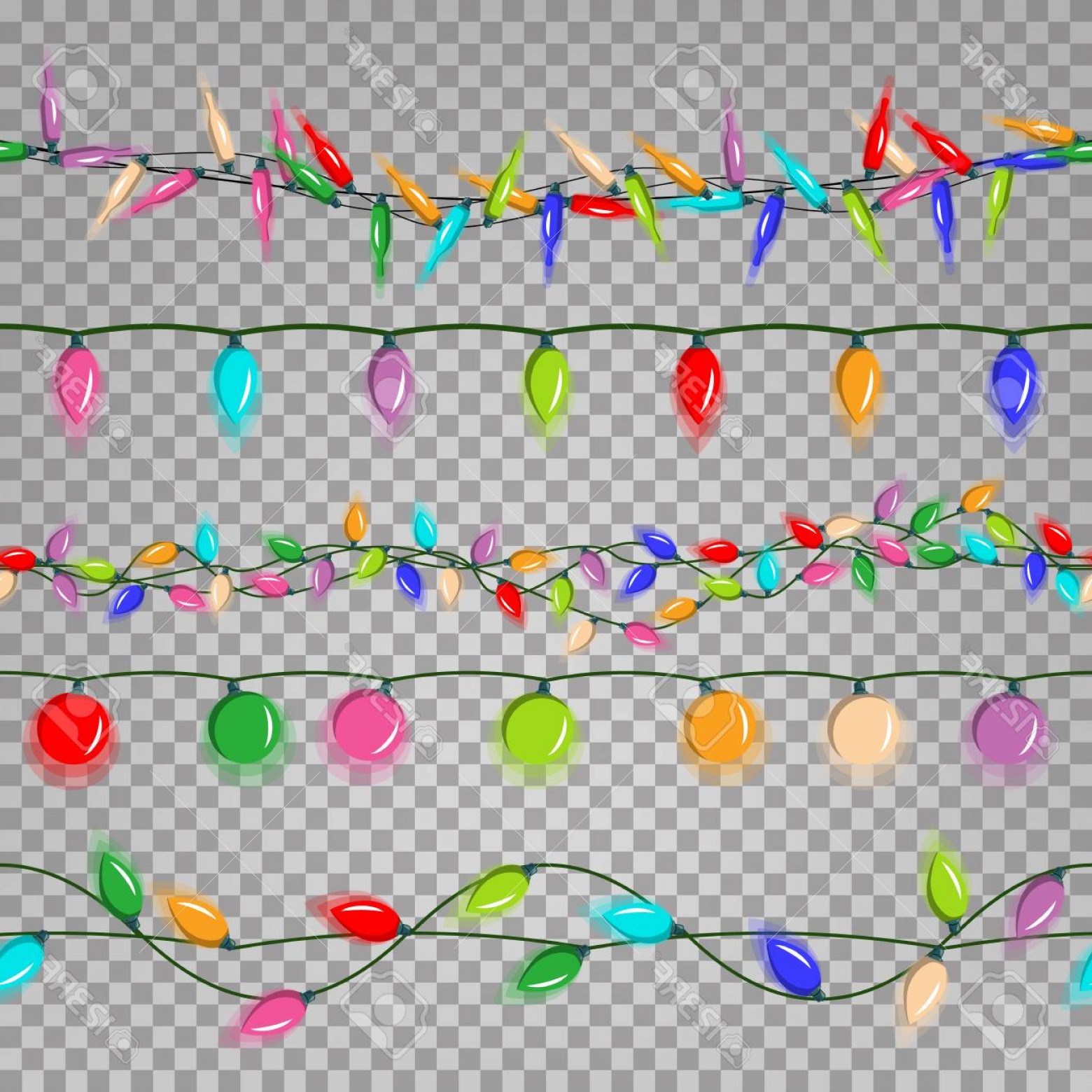 1560x1560 Photostock Vector Christmas Lights String Illustration Flat