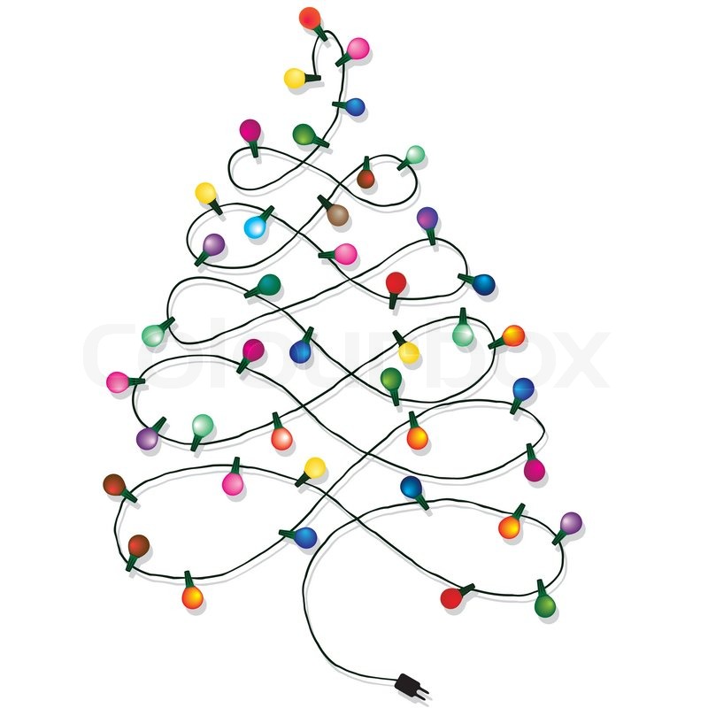 800x800 Christmas Tree Garland Lights String Stock Vector Colourbox