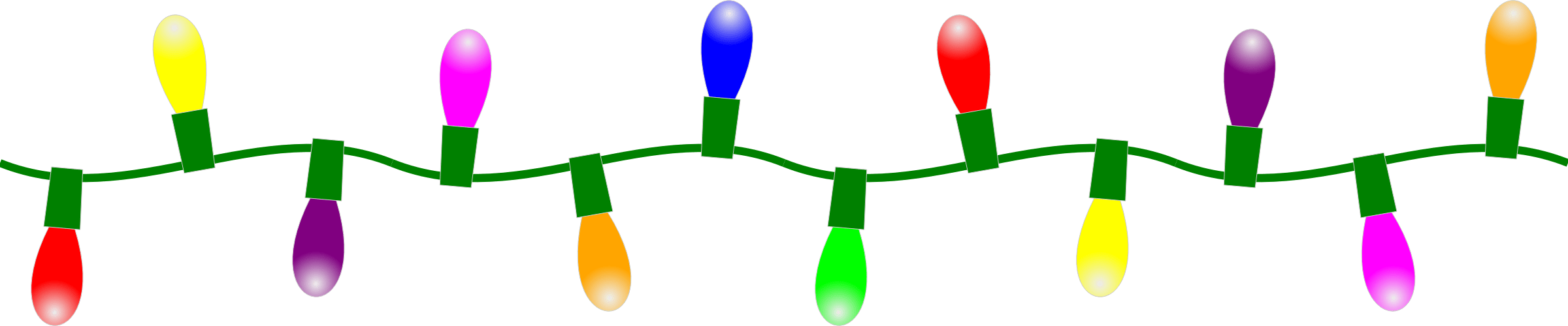 2400x500 Christmas Lights Vector Clipart