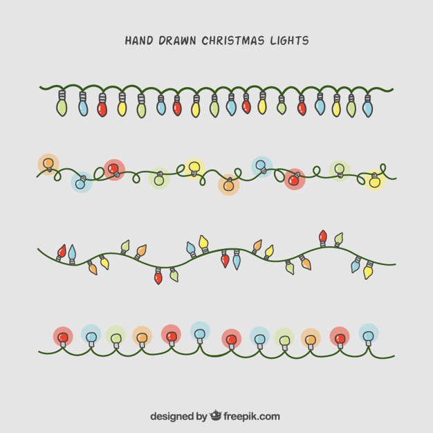 626x626 Hand Drawn Christmas Lights Collection Vector Free Download