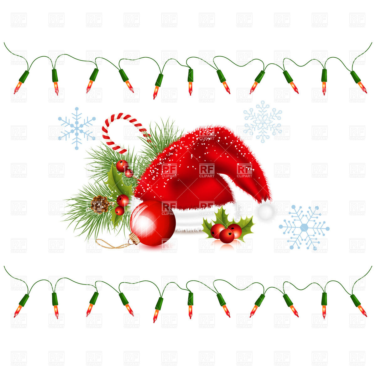 1200x1200 Santa's Hat And String Of Christmas Lights Vector Image Of Holiday