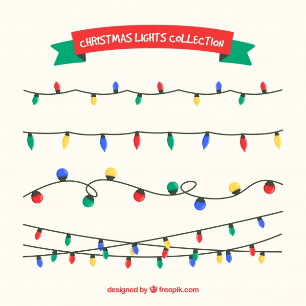626x626 Set Of Colorful Christmas Lights Vector Free Download