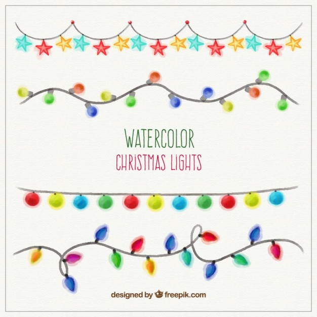 626x626 Watercolor Christmas Lights Vector Free Download