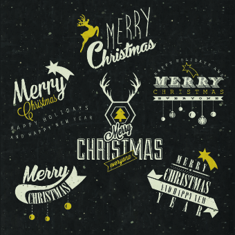 340x340 Vintage Merry Christmas Logos Design Vector Free Download