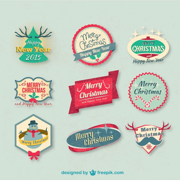 626x626 Vintage Christmas Badges Pack Vector Free Download
