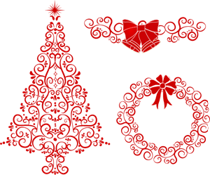300x249 Christmas Tree Wreath Bells Logo Vector