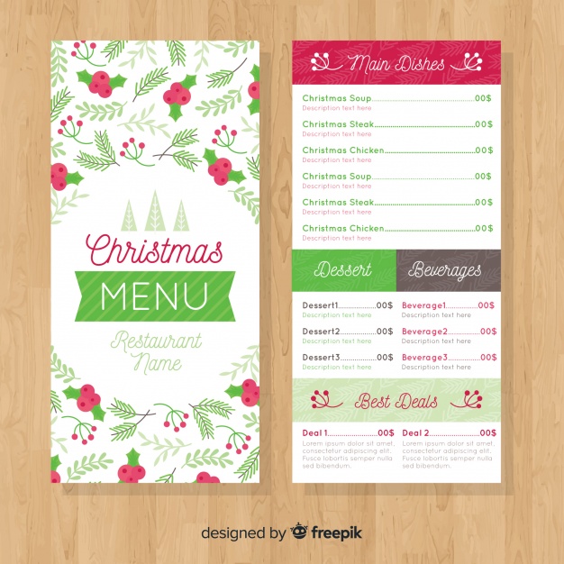 626x626 Christmas Menu Vector Free Download