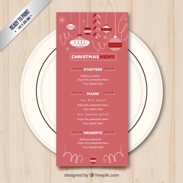 626x626 Christmas Restaurant Menu Vector Free Download