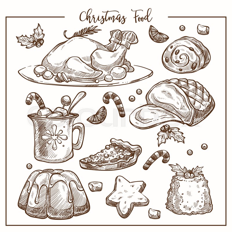 800x800 Christmas Traditional Dinner Menu Stock Vector Colourbox