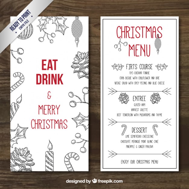 626x626 Hand Drawn Christmas Menu Vector Free Download