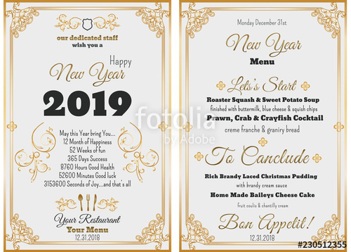 500x358 New Year Luxury Menu Template Christmas Menu Vector Luxury Style