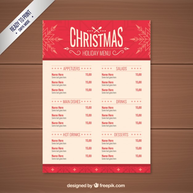 626x626 Red Christmas Menu Vector Free Download
