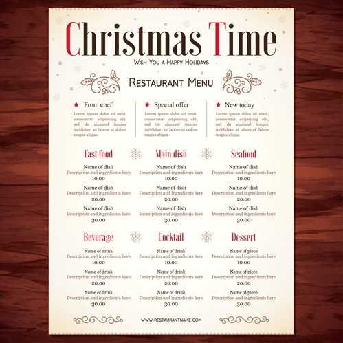 499x499 Christmas Restaurant Price Menu Vector Free Vectors Ui