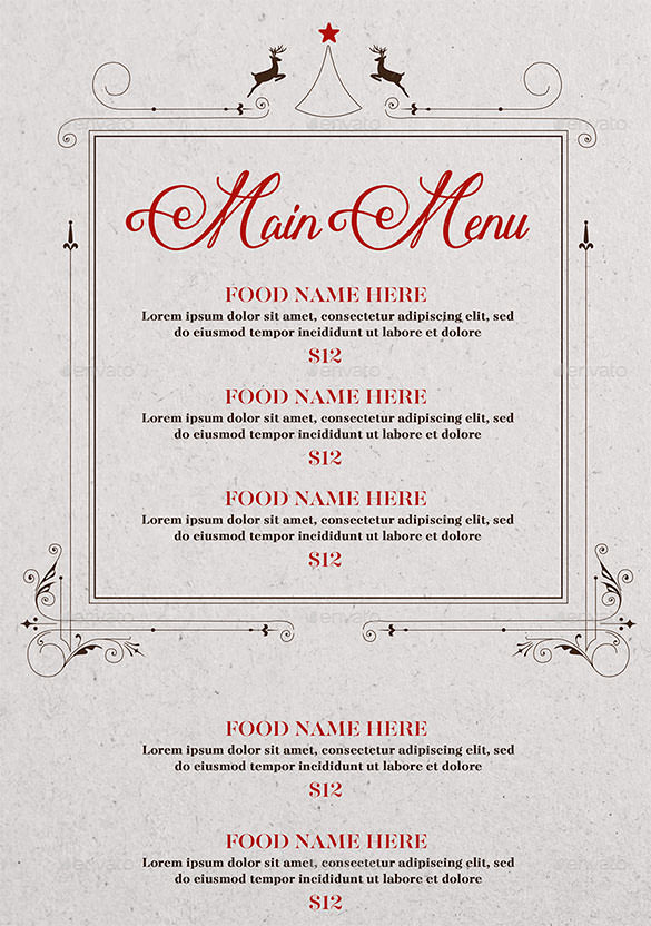 585x832 Christmas Menu Templates