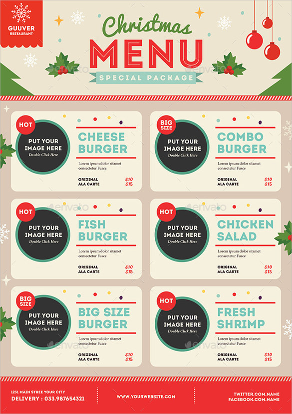 585x828 Sample Christmas Menu Templates