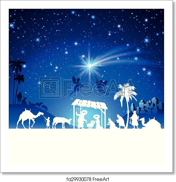 561x581 Free Art Print Of Vector Christmas Nativity Scene With Kings
