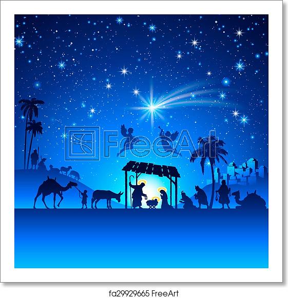 Christmas Nativity Silhouette Vector at Vectorified.com | Collection of ...