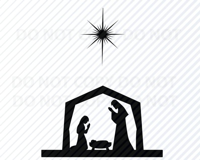 Christmas Nativity Silhouette Vector at Vectorified.com | Collection of ...