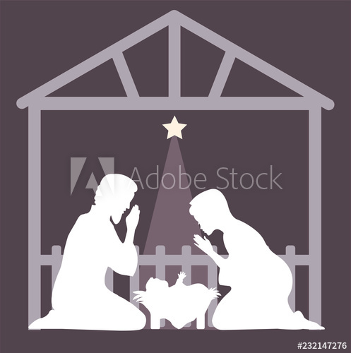 497x500 Christmas Nativity Scene Vector Silhouette Christmas Card Baby