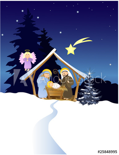 385x500 Christmas Nativity Scene With Holy Family