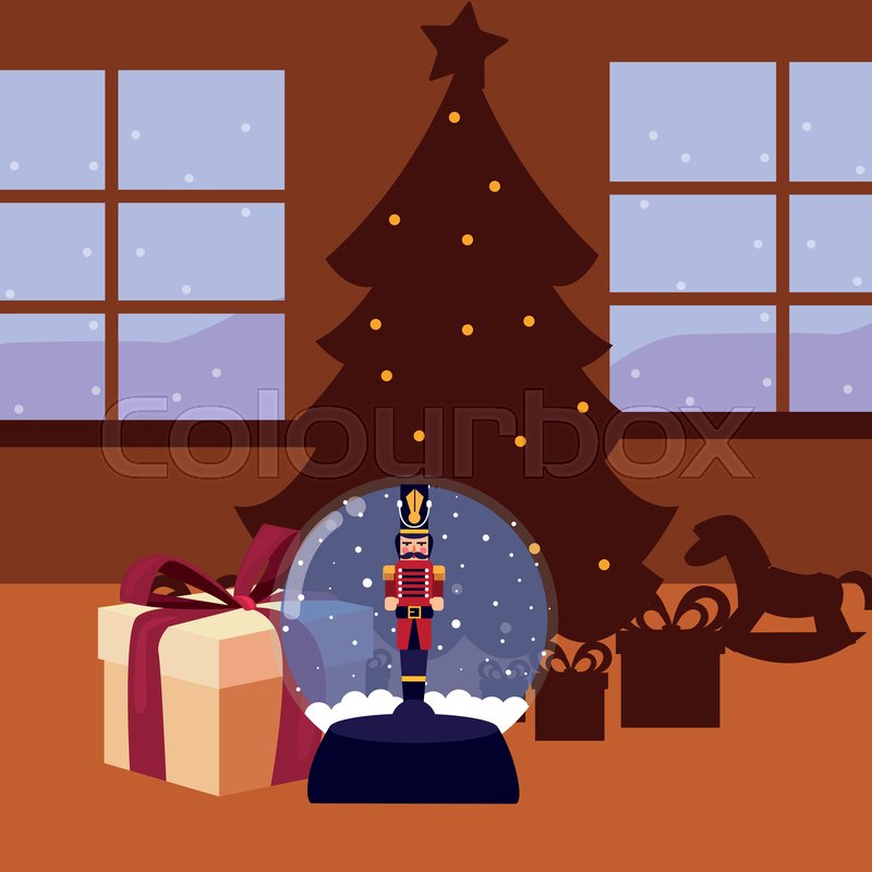 800x800 Christmas Nutcracker Snow Globe Gift Stock Vector Colourbox