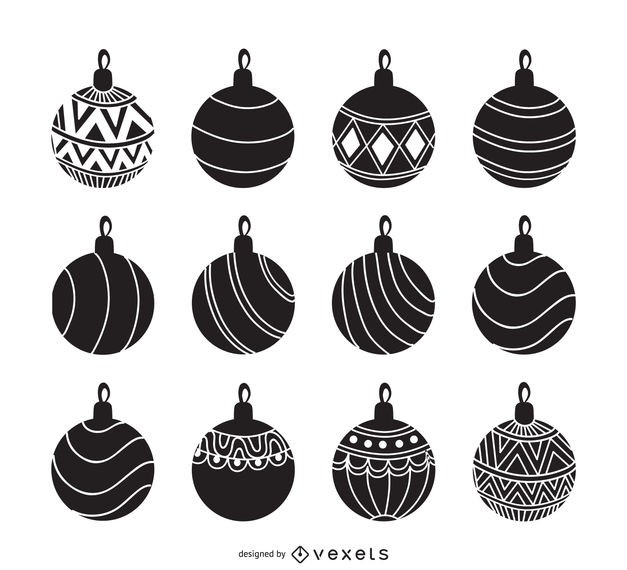 627x570 Christmas Ornament Silhouette Set